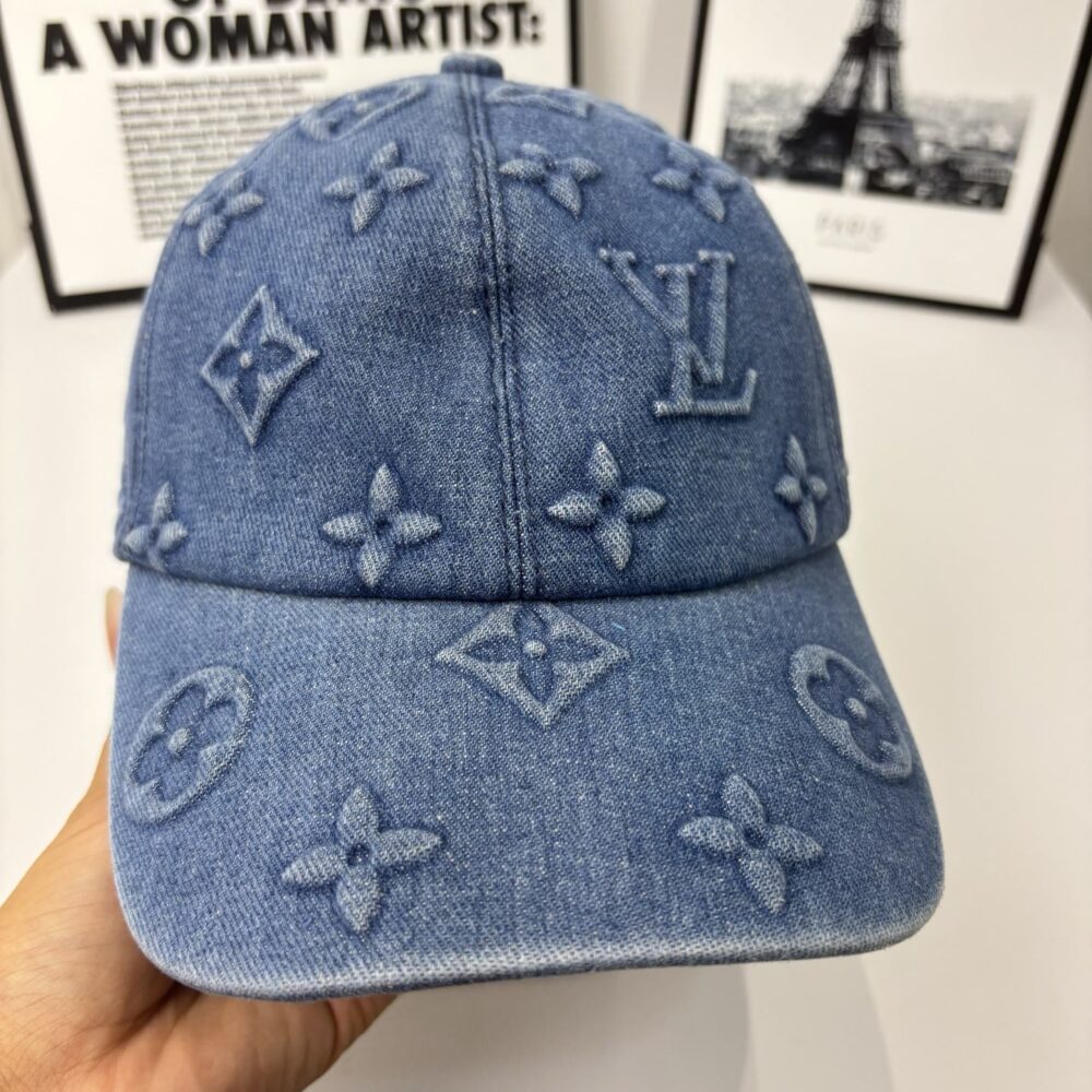 Louis Vuitton Monogram Denim Baseball Cap In Blue