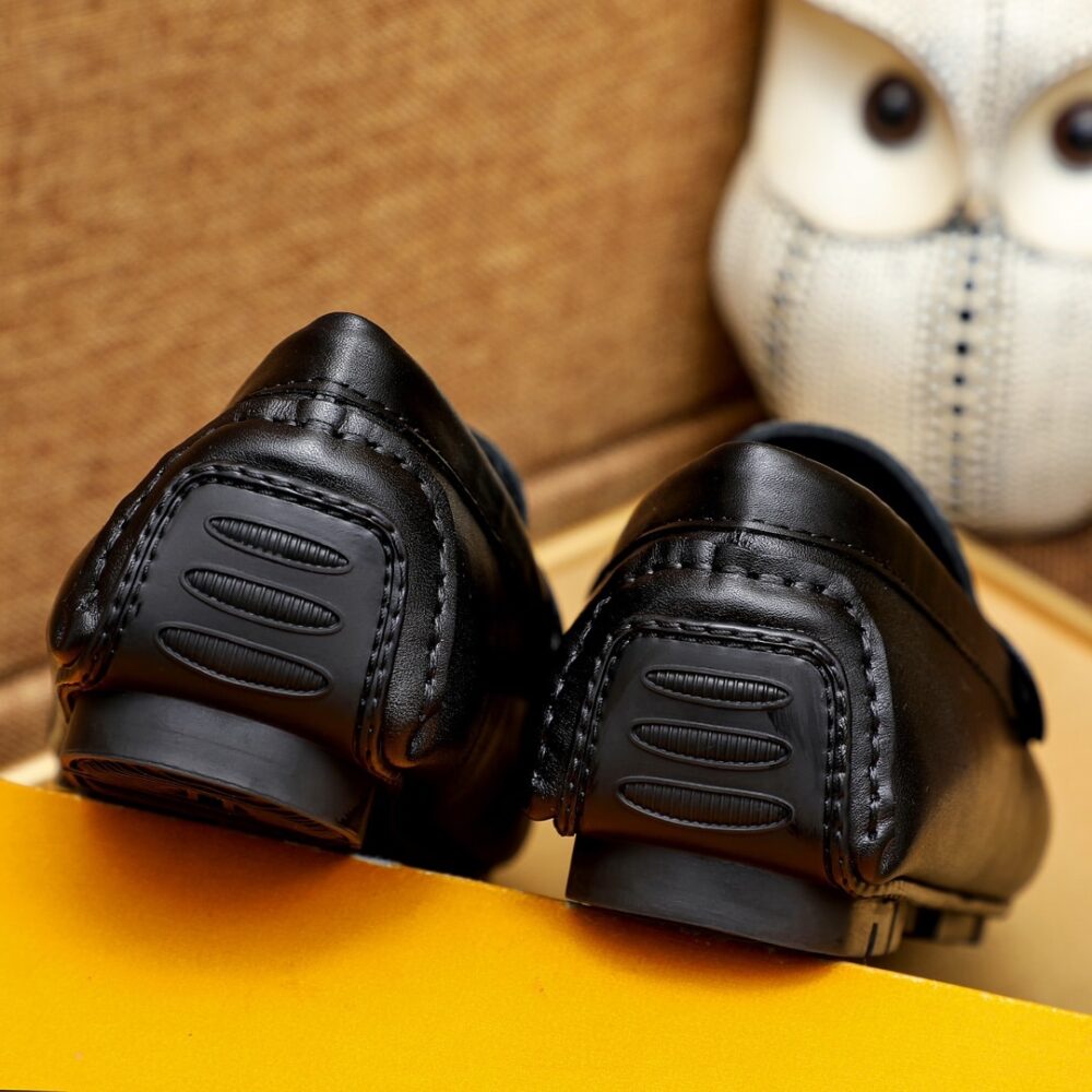 Louis Vuitton Loafer Matte Leather With LV Logo In Black
