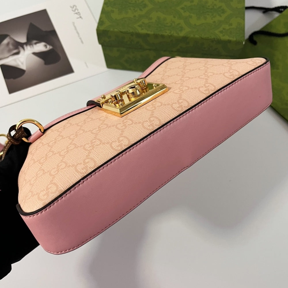 Gucci Padlock Small Shoulder Bag GG Supreme Dusty Pink 27Cm 811705 FAD3R 6244