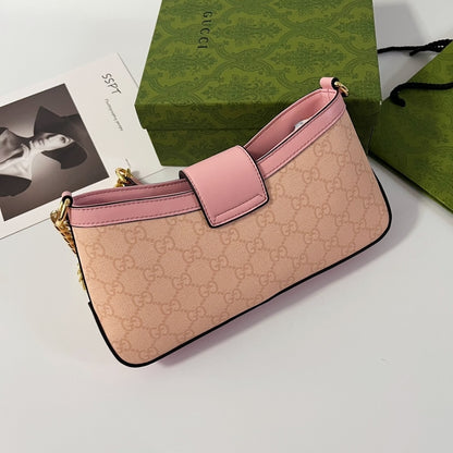 Gucci Padlock Small Shoulder Bag GG Supreme Dusty Pink 27Cm 811705 FAD3R 6244