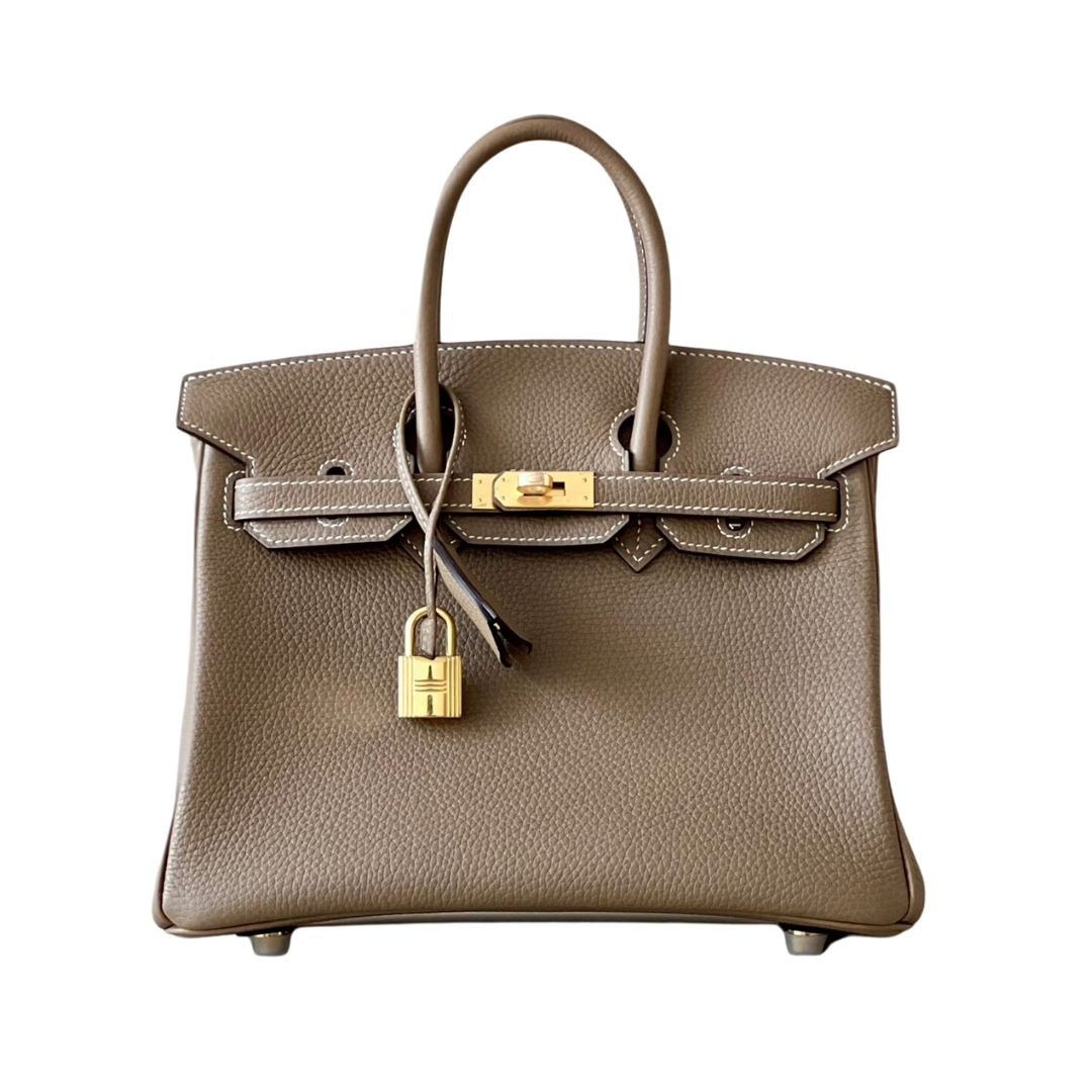 H BIRKIN 25 TOGO ETOUPE  GOLD HARDWARE 25CM