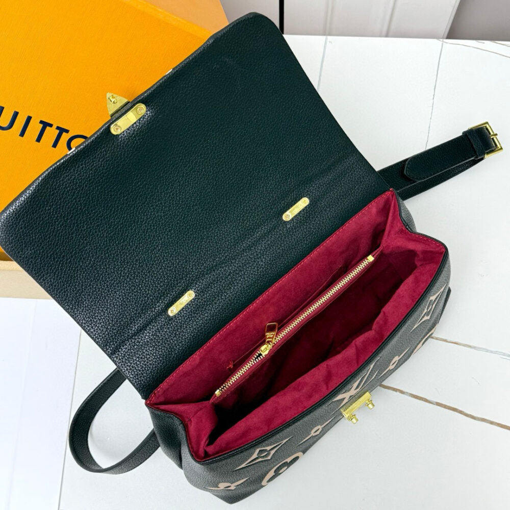Louis Vuitton Madeleine MM Monogram Empreinte Black Beige 30Cm