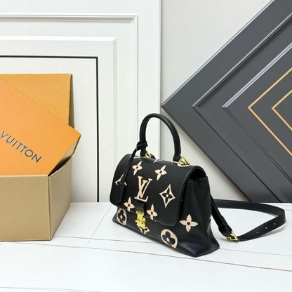 Louis Vuitton Madeleine MM Monogram Empreinte Black Beige 30Cm
