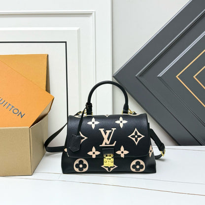 Louis Vuitton Madeleine MM Monogram Empreinte Black Beige 30Cm