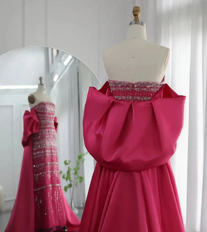 Vintage Shiny Beaded Strapless Sheath Cape Design Long Prom Dress Evening Dress TP4566