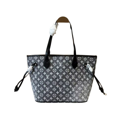 Louis Vuitton Neverfull MM Monogram Jacquard Denim Totes Bag Grey 31cm M21465