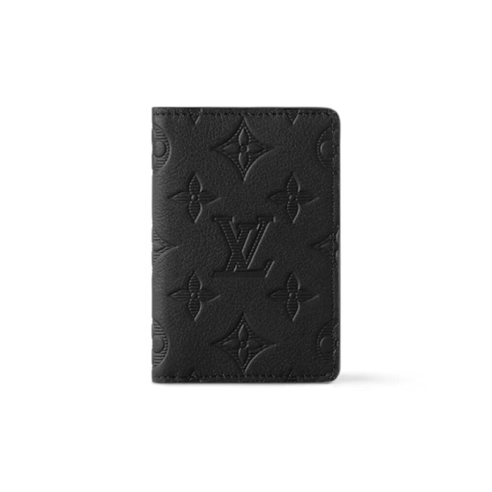 Louis Vuitton Pocket Organizer In Black Monogram Shadow Calfskin 11cm LV M62899