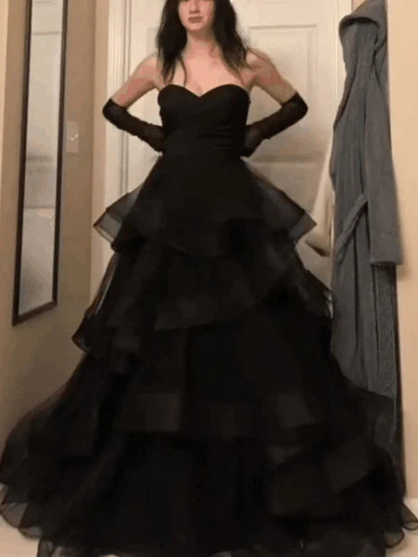 A-shaped Sweetheart Lotus Edge Ball Dress