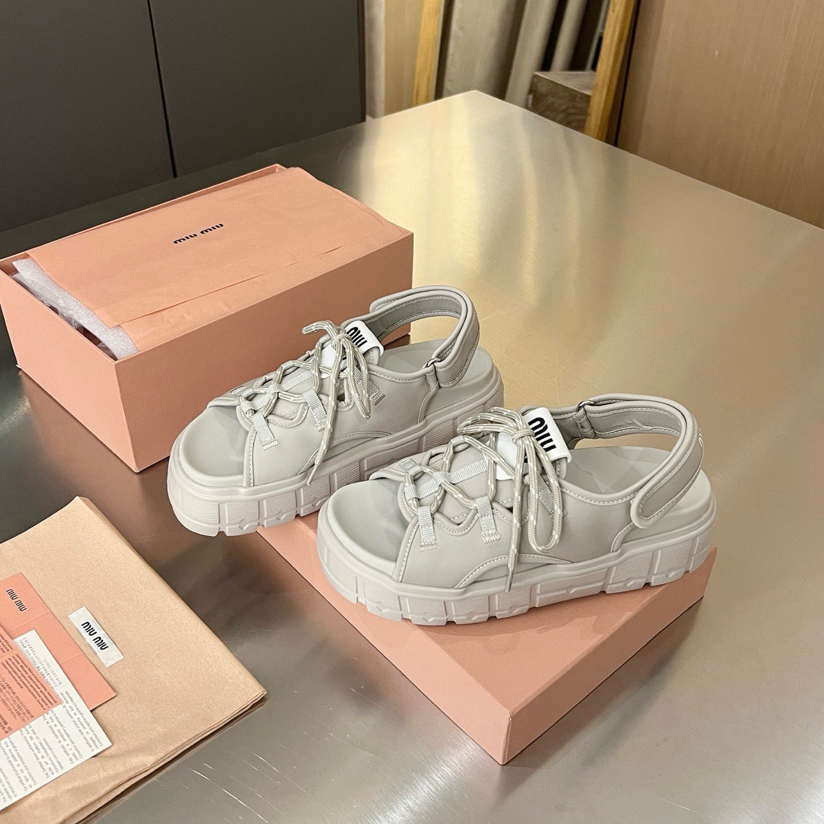 MIUMIU CHUNKY NEOPRENE SANDALS CHALK 5X418E 30K F0354 F 050