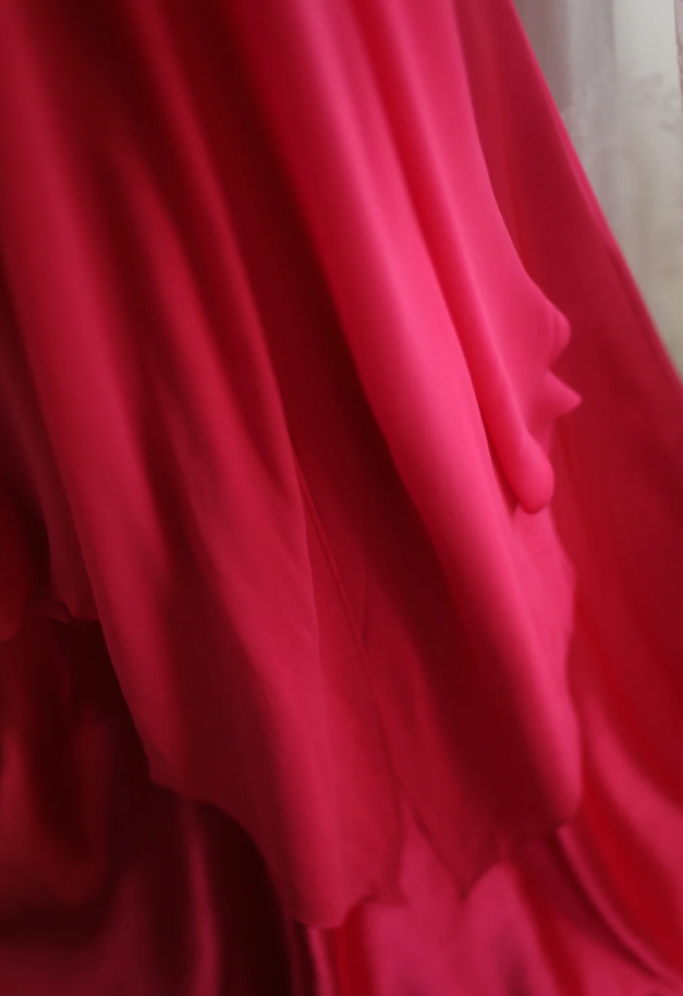 Glamorous Halter Hot Pink Satin Chiffon Mermaid Long Party Dress Formal Birthday Prom Gowns With Cape