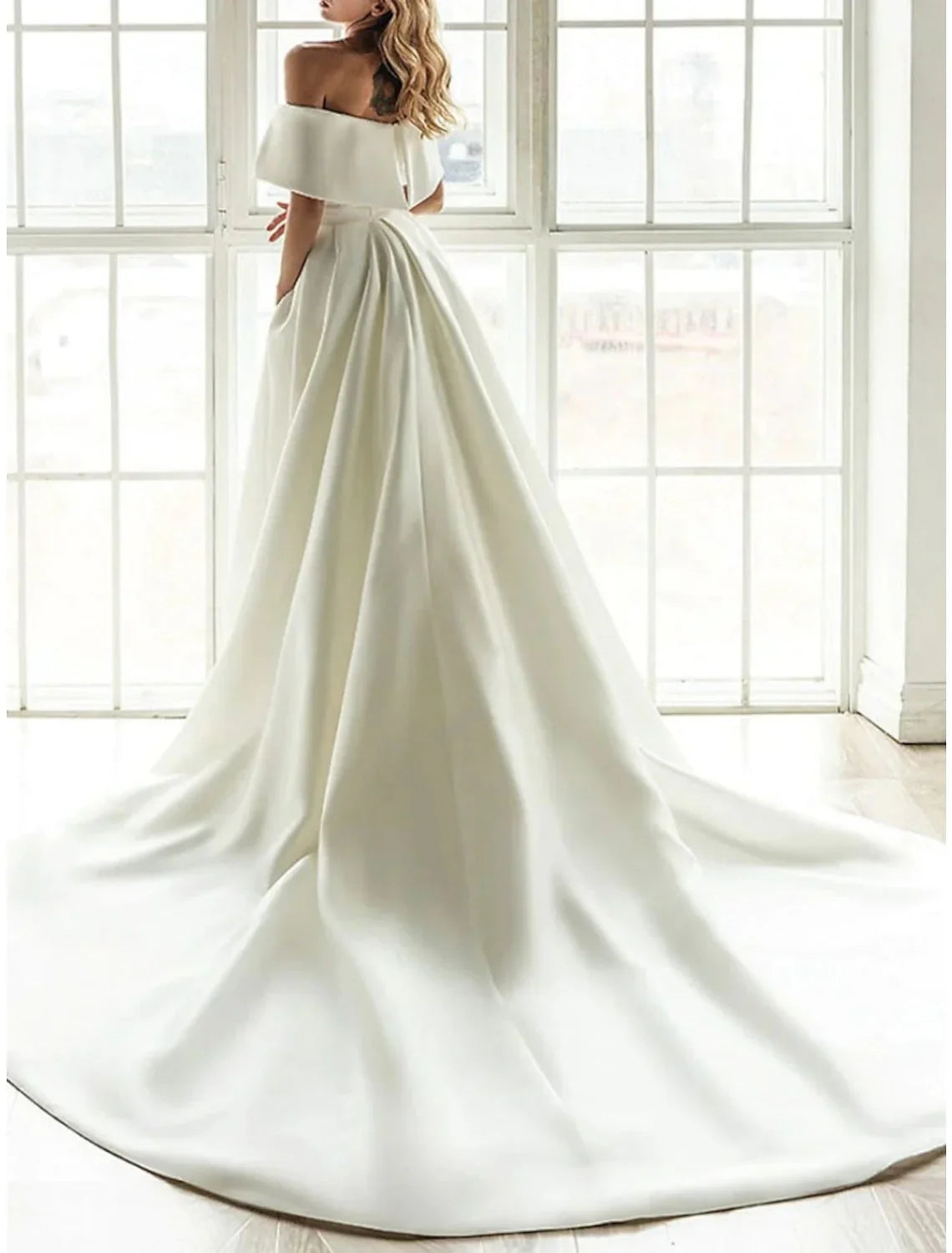 A-line/Princess Off Shoulder Floor Wedding Dress