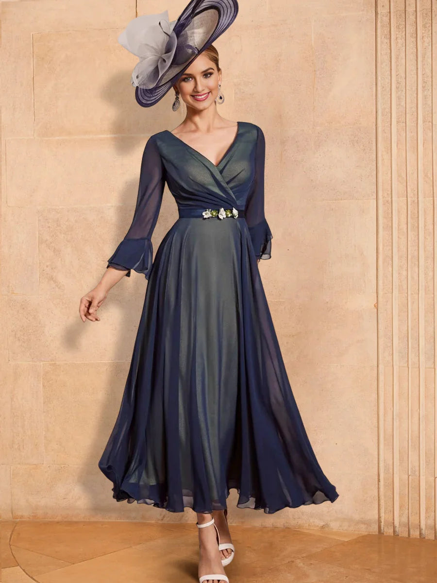 A-line/Princess V-neck and ankle mother of the bride dresses
