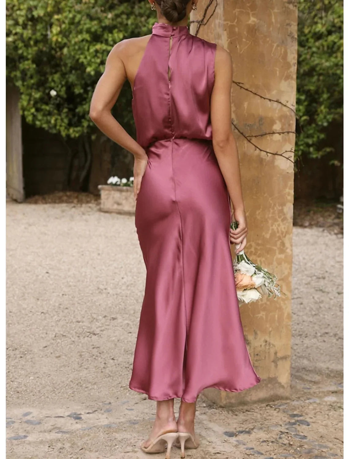 Trumpet/fishtail high neck minimalist prom dress