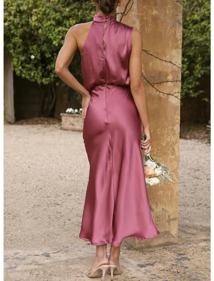 Trumpet/fishtail high neck minimalist prom dress
