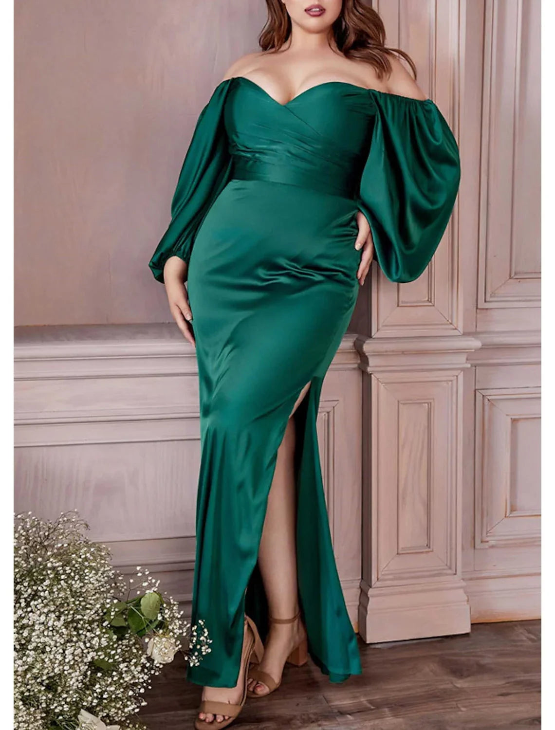 Tight/Straight Off Shoulder and Floor Length Ball Dress