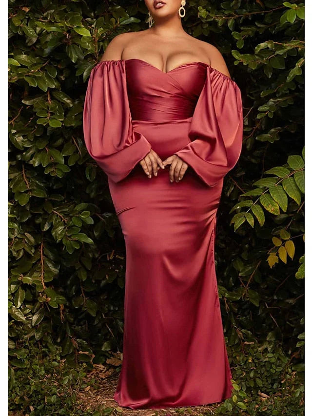 Tight/Straight Off Shoulder and Floor Length Ball Dress