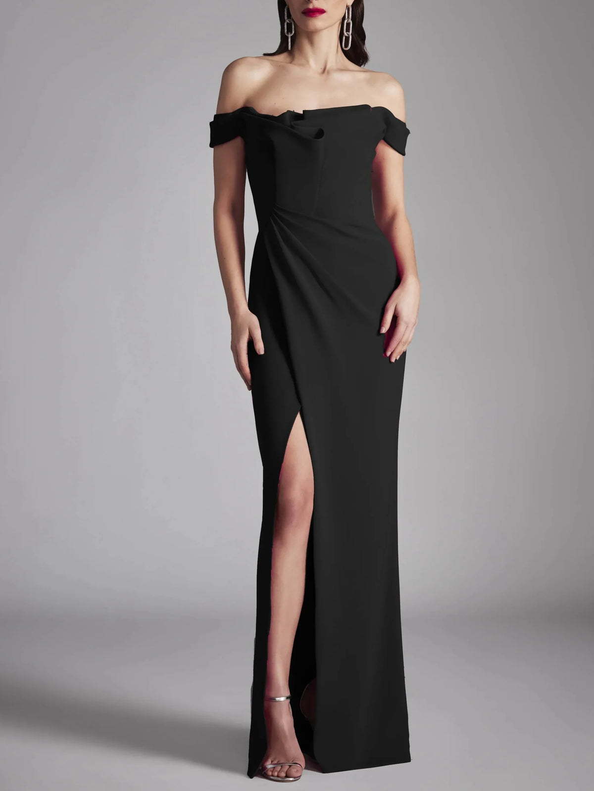 A-line/Princess strapless sleeveless ruffled edge floor mopping evening dress