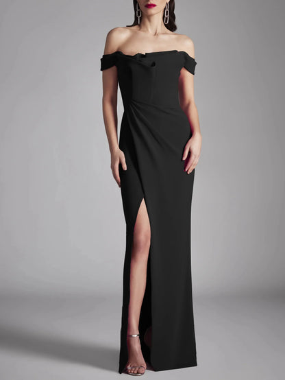 A-line/Princess strapless sleeveless ruffled edge floor mopping evening dress