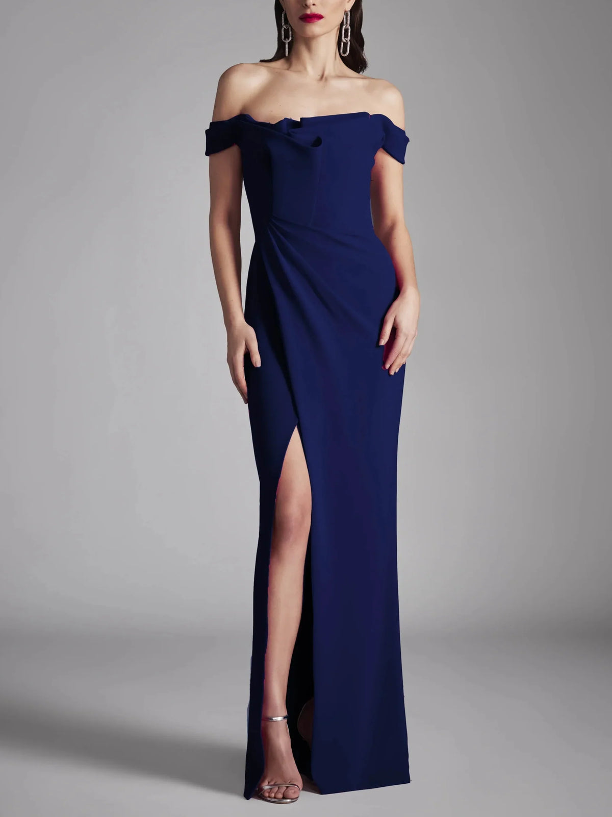 A-line/Princess strapless sleeveless ruffled edge floor mopping evening dress