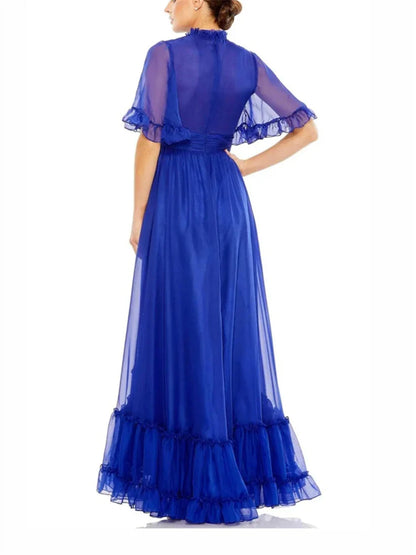 A-line/Princess High Collar Floor Evening Dress