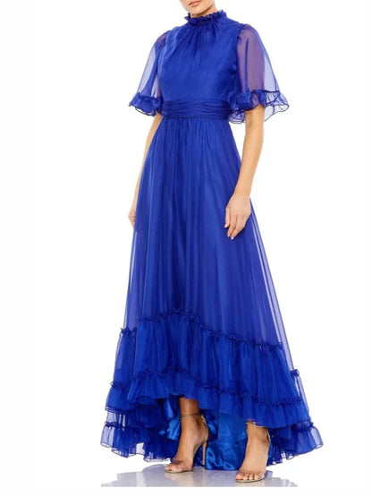 A-line/Princess High Collar Floor Evening Dress
