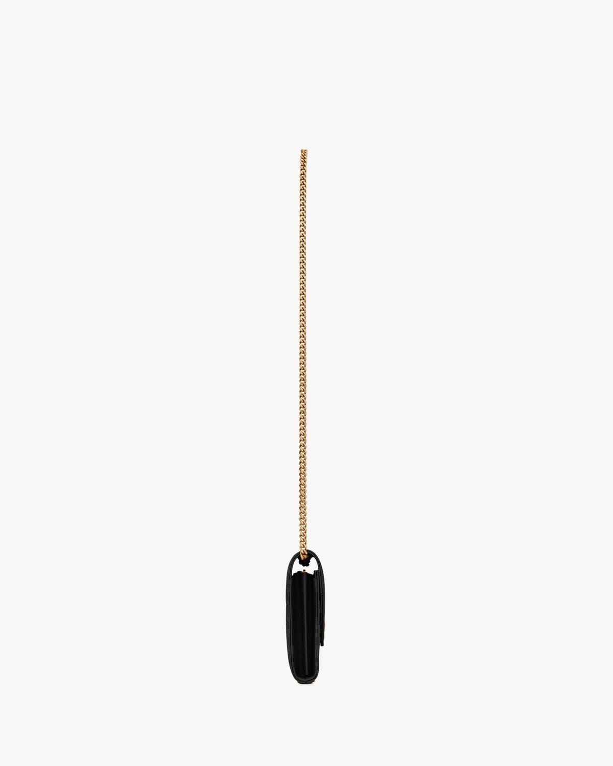 Saint Laurent CLASSIC CASSANDRE CHAIN WALLET IN GRAIN DE POUDRE LEATHER