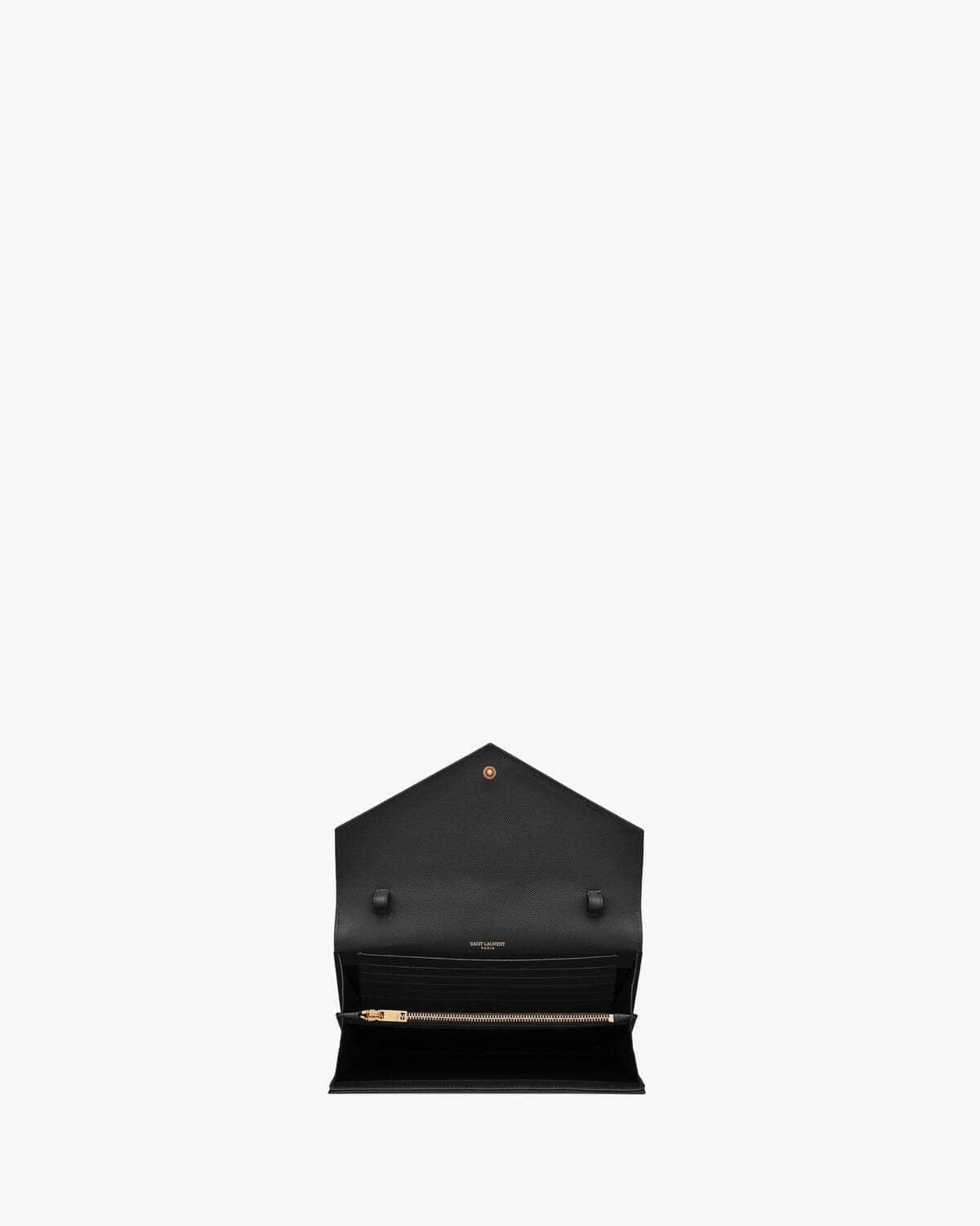 Saint Laurent CLASSIC CASSANDRE CHAIN WALLET IN GRAIN DE POUDRE LEATHER