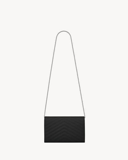 Saint Laurent classic cassandre chain wallet in grain de poudre leather