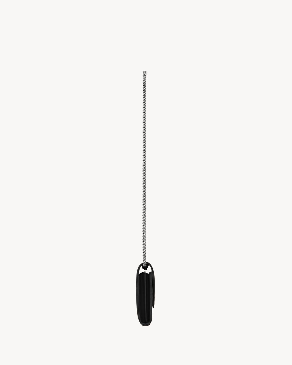 Saint Laurent classic cassandre chain wallet in grain de poudre leather