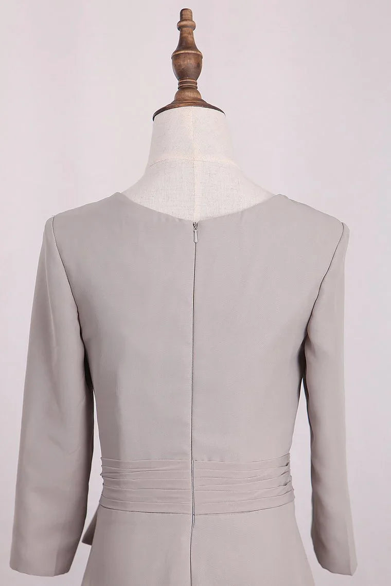 Elegant Mermaid 3/4 Long sleeved Chiffon Bra with Belt Bride Mother Of The Bride Dresses