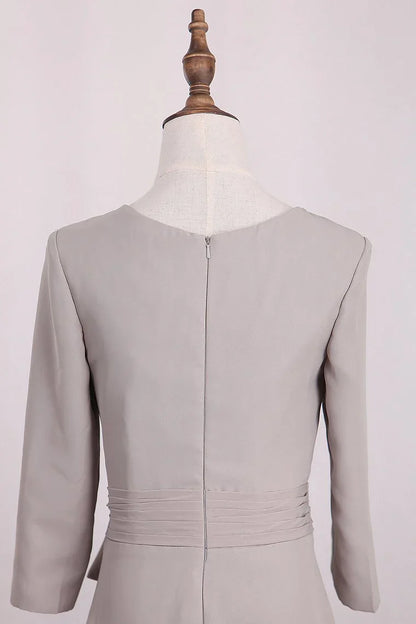 Elegant Mermaid 3/4 Long sleeved Chiffon Bra with Belt Bride Mother Of The Bride Dresses
