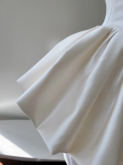 Classy Off White Satin A Line Graduation Homecoming Dress Short Birthday Outfits Y8974