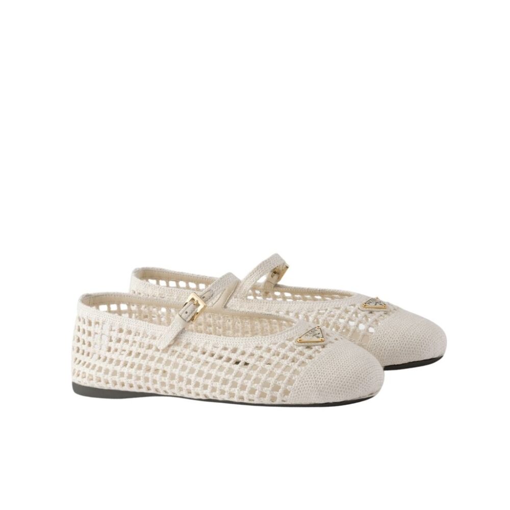 Prada Crochet Ballerinas White