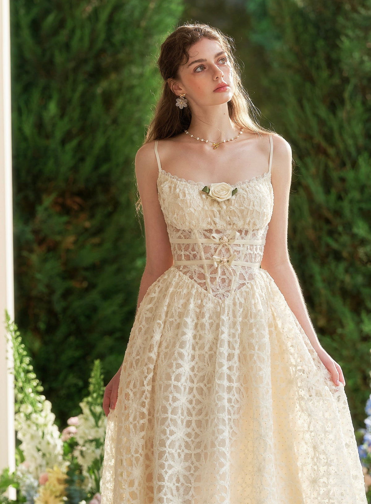 French style little white dress heavy suspenders long fishbone dress summer R5110