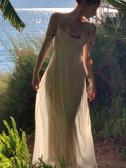 Bohemian Long Beach Dress for Women Chic and Elegant Outfit with Spaghetti Straps Princess Evening Gowns