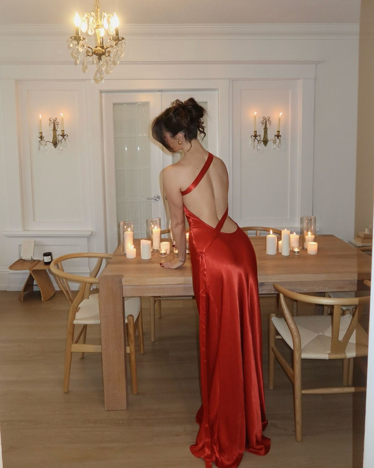 Simple Red One Shoulder Satin Backless Long Party Dress Formal Evening Gown