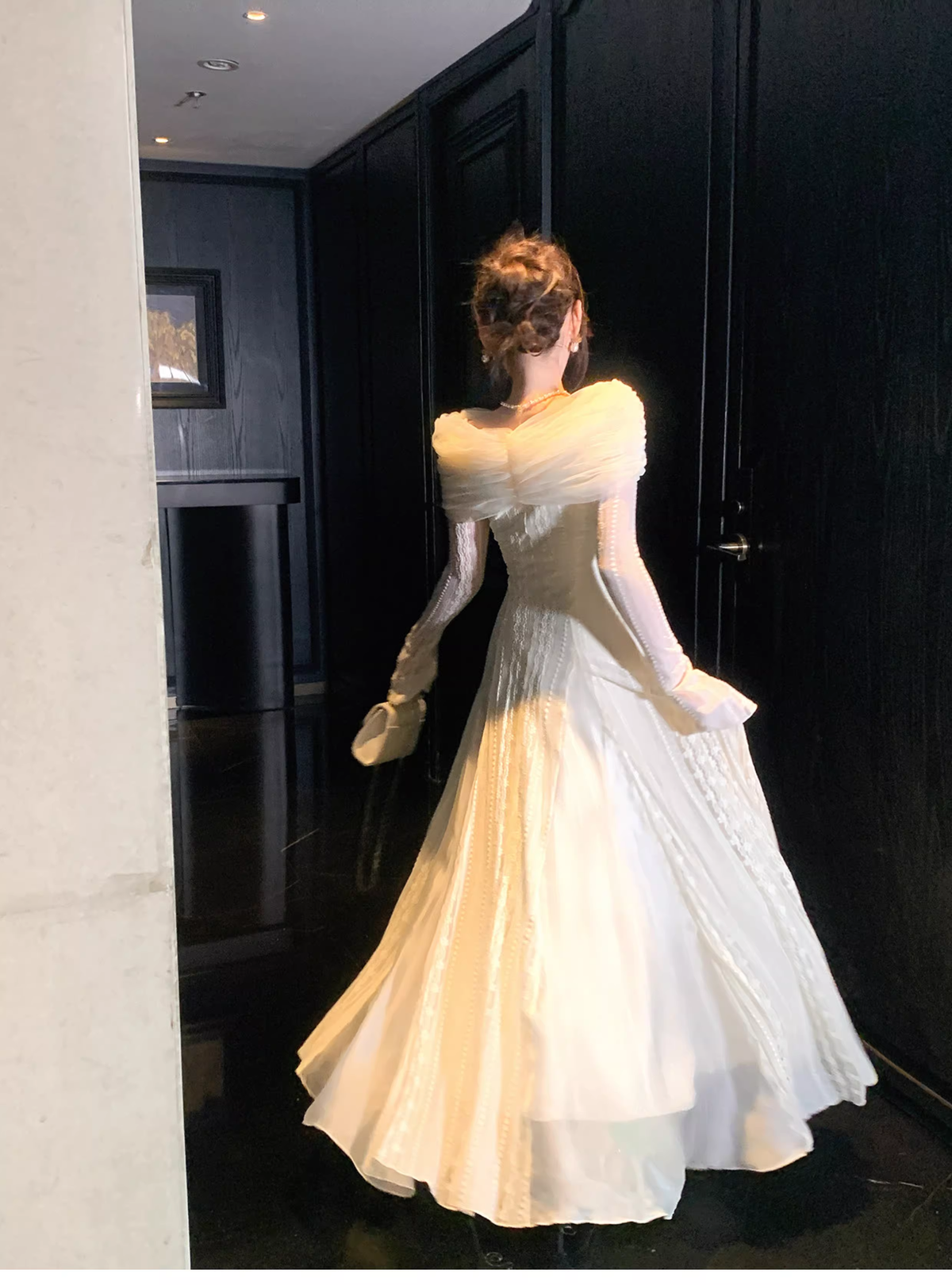 Elegant Off The Shoulder Tulle Lace A Line Long Birthday Prom Dress Party Dress SP1502