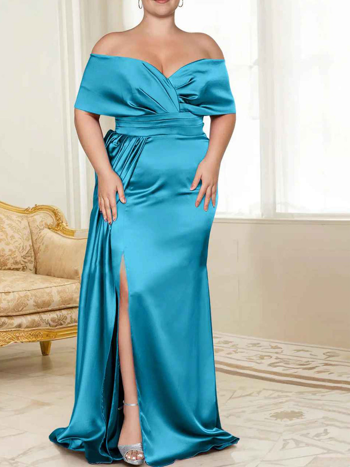 Speaker/Fishtail Off Shoulder Mother of the bride dress