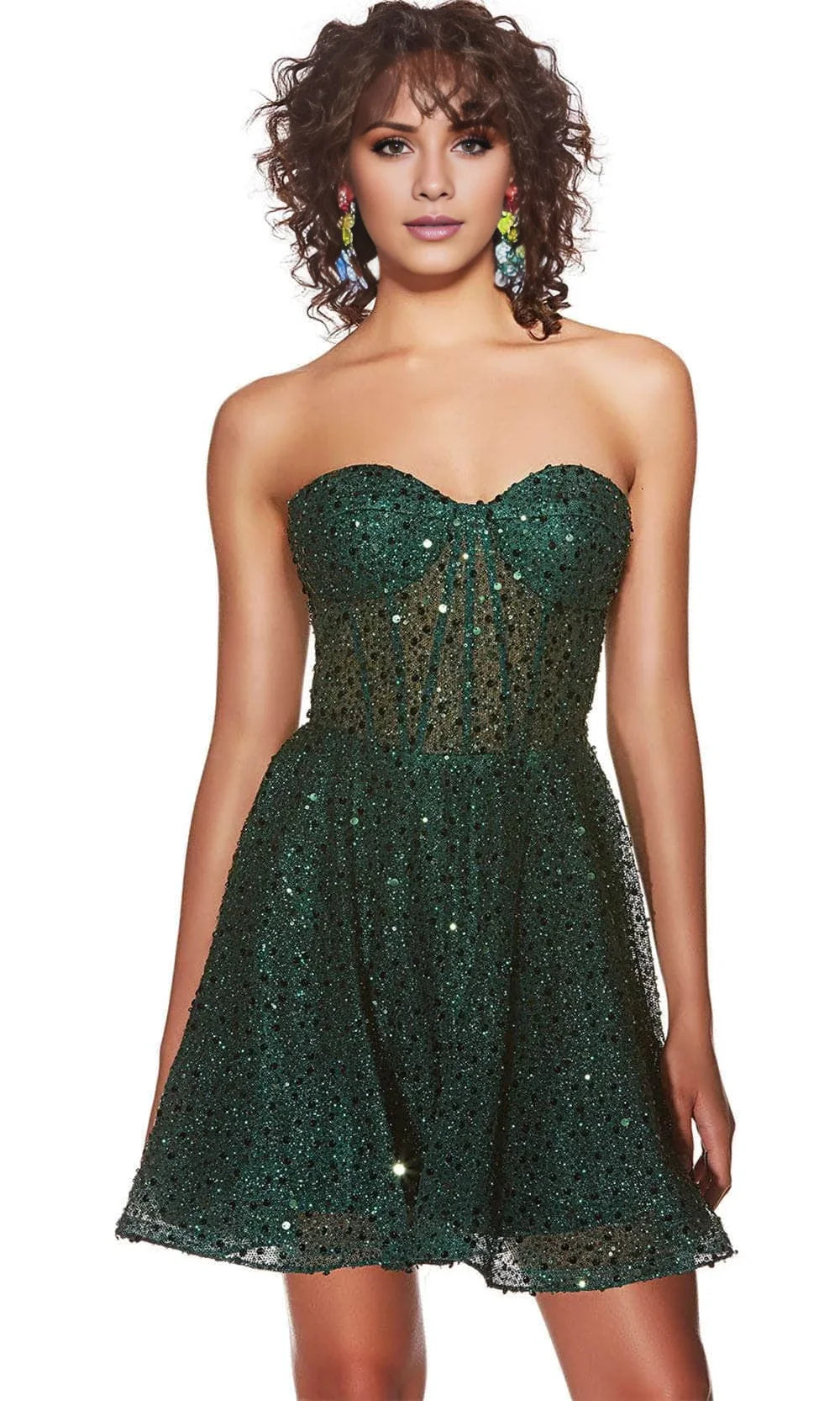 Off shoulder collar sleeveless strapless sequin decoration short mini Homecoming Dress