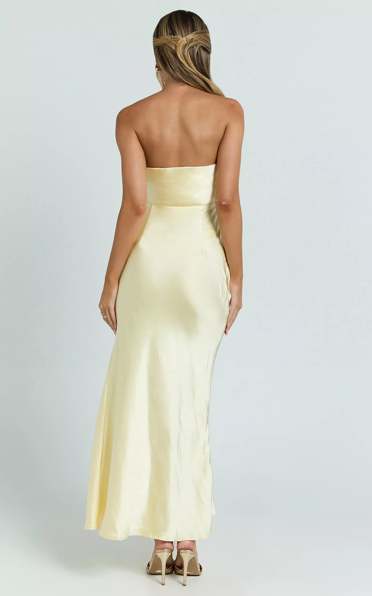 Elegant Sheath Off Shoulder Neck Sleeveless Backless Strapless Side Slit And Floor Length Prom Dress