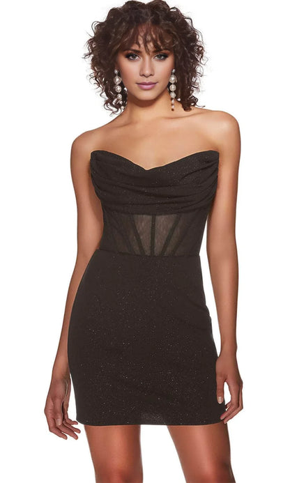Off shoulder collar sleeveless strapless transparent tight corset short mini Homecoming Dress