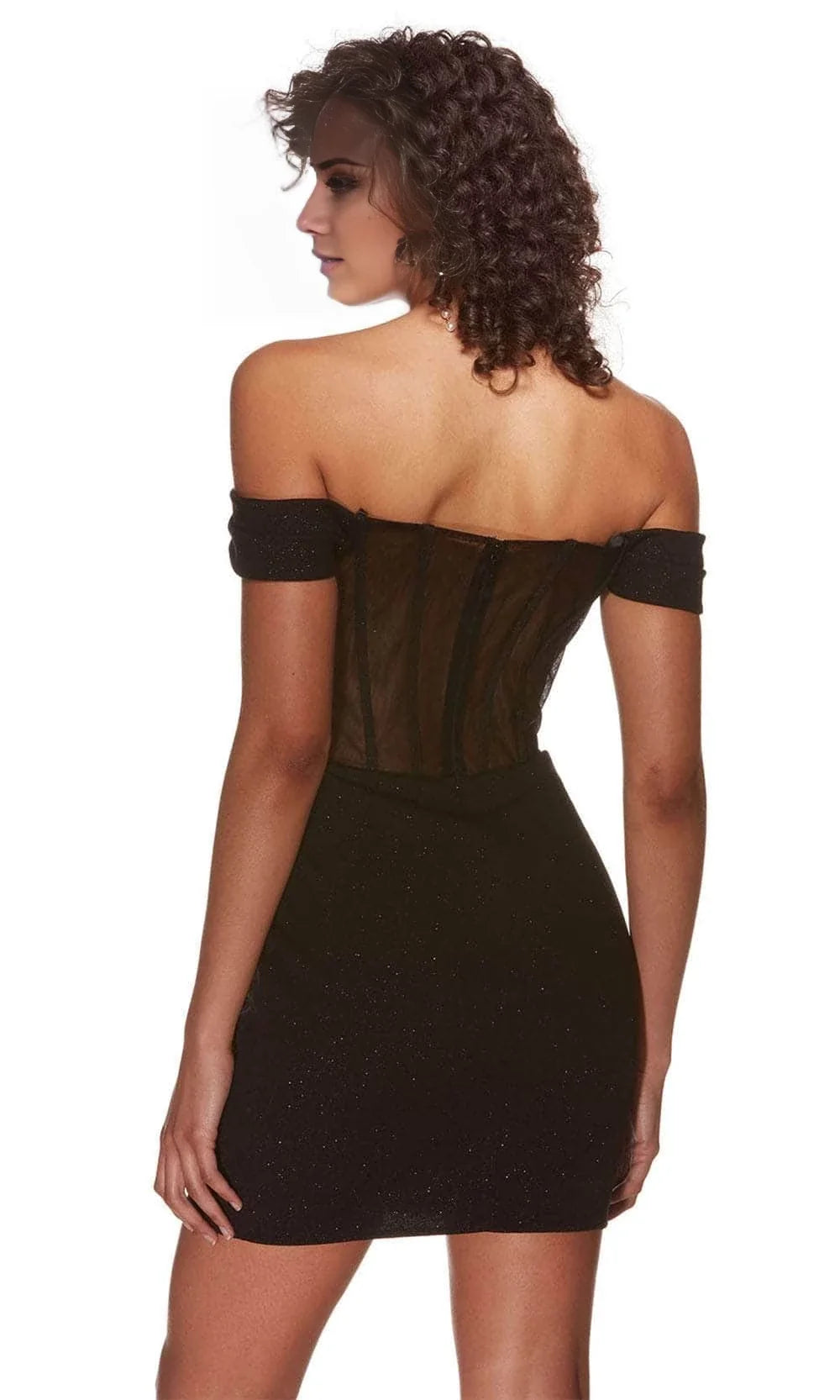 Off shoulder collar sleeveless strapless transparent tight corset short mini Homecoming Dress