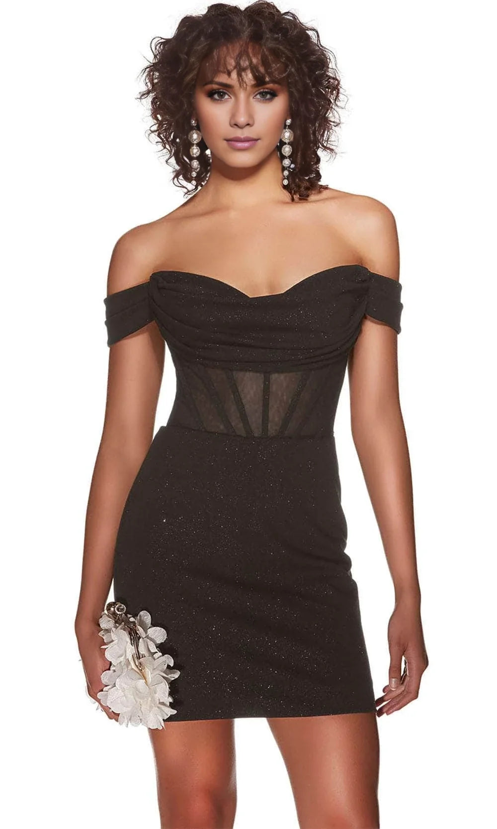 Off shoulder collar sleeveless strapless transparent tight corset short mini Homecoming Dress