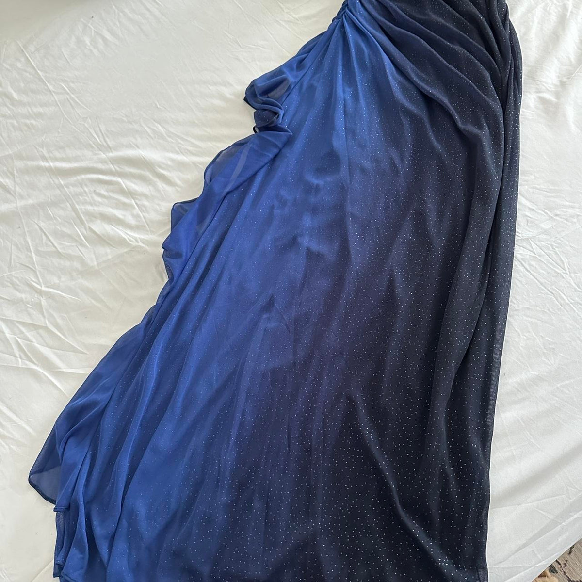 Dark Blue Ombre Stunning Sparkling Retro Fashion Stunning Elegant Delicate Rhinestone Long Chiffon Ball Gown Evening Gown Birthday Party Dress Prom Gown Graduation Gown gh3884