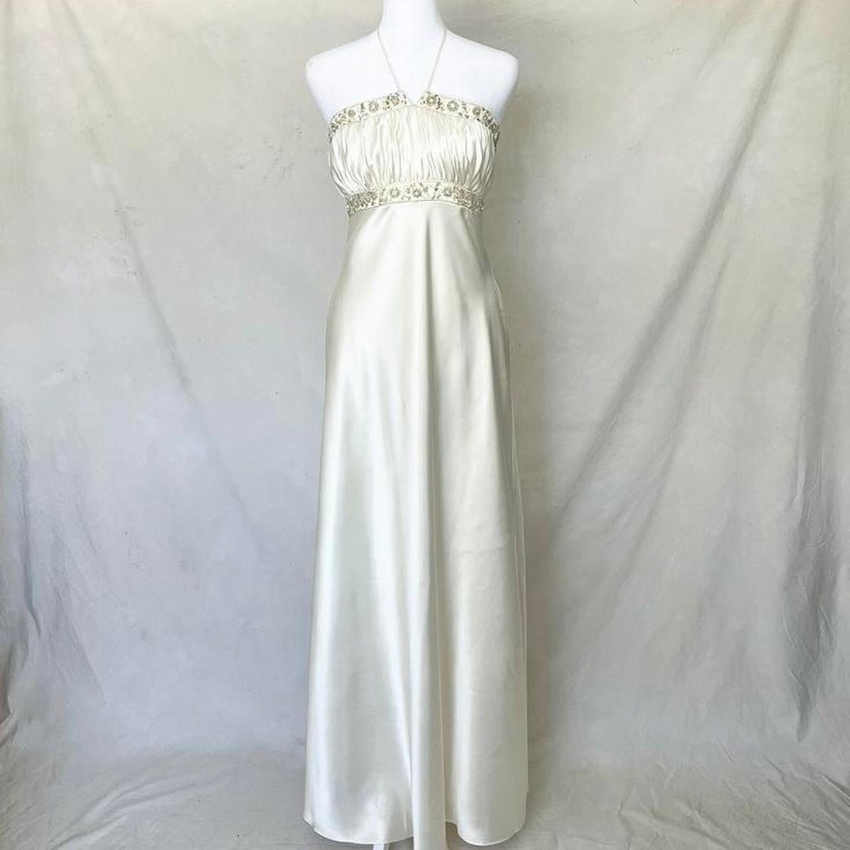 Stunning Vintage Fashion Elegant Gold Delicate Floral Beading Spaghetti Strap Long Satin Women's Ball Gown Evening Dress Party Dress Prom Dress Fairy Dress gh4183