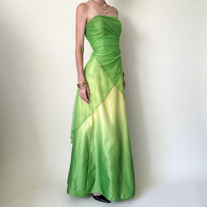 girlhomeshops--Green Shiny Fairy Dress Long Chiffon Prom Dress gh5648