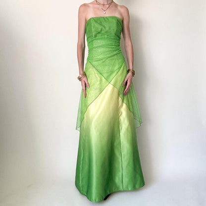 girlhomeshops--Green Shiny Fairy Dress Long Chiffon Prom Dress gh5648