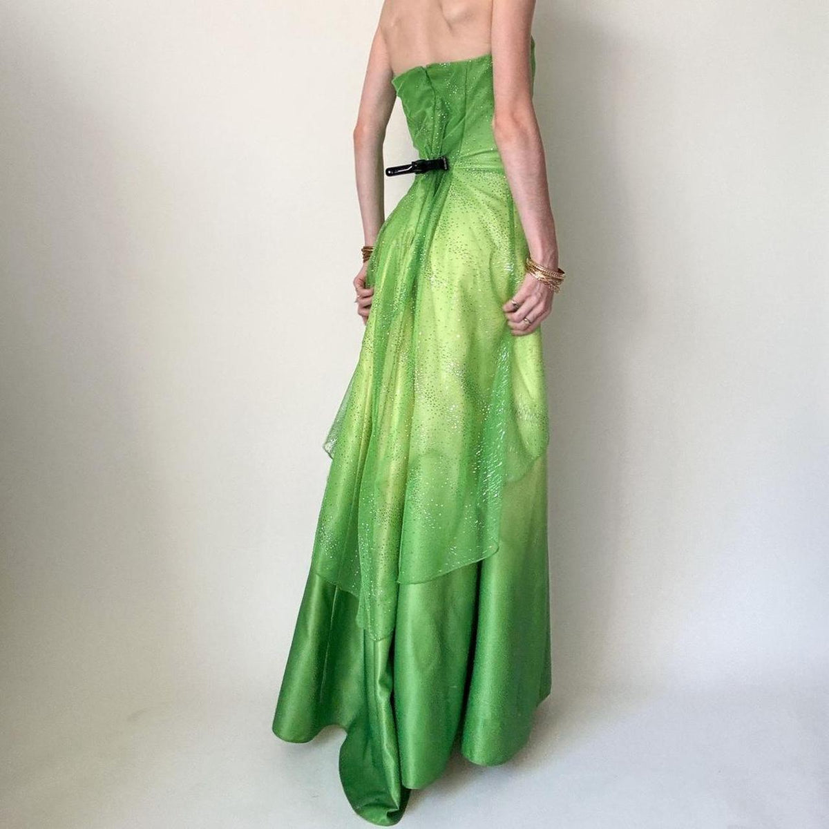 girlhomeshops--Green Shiny Fairy Dress Long Chiffon Prom Dress gh5648