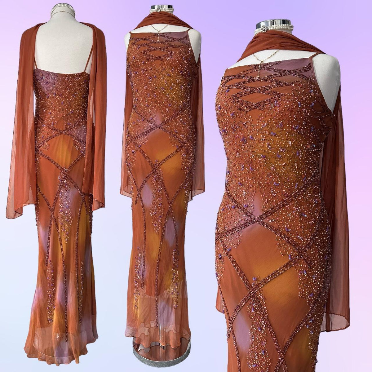 Orange Gorgeous Vintage Exquisite Beading Long Chiffon Ball Gown Evening Dress Party Dress gh3332