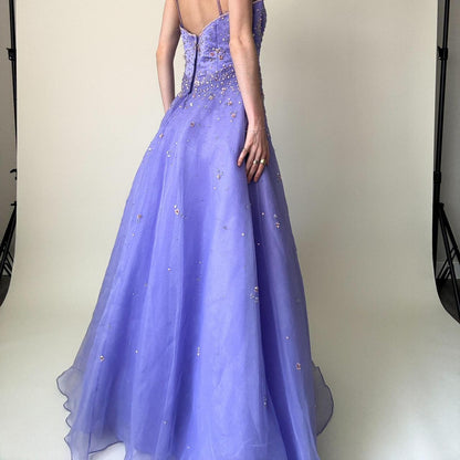 girlhomeshops--Purple Exquisite Beaded Long Tulle Prom Dress Graduation Dress gh5644